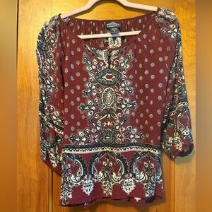 Angie Burgundy Paisley Women's Blouse